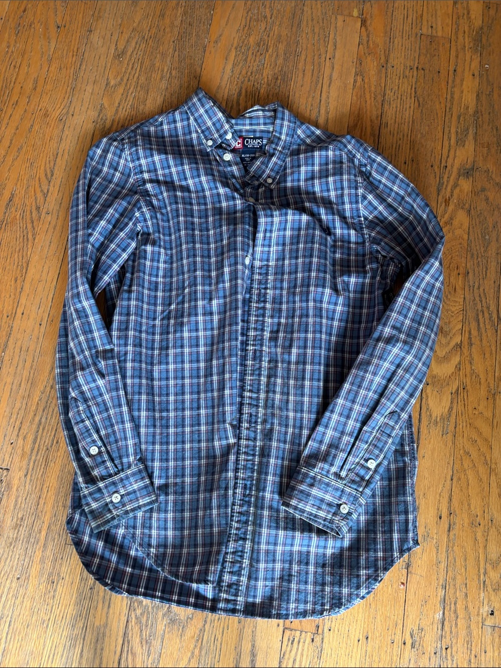 Chaps Blue Plaid Button-Down Shirt